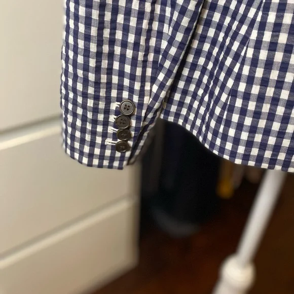 JCrew Blue & White Gingham Blazer Size 2 - Picture 6 of 9